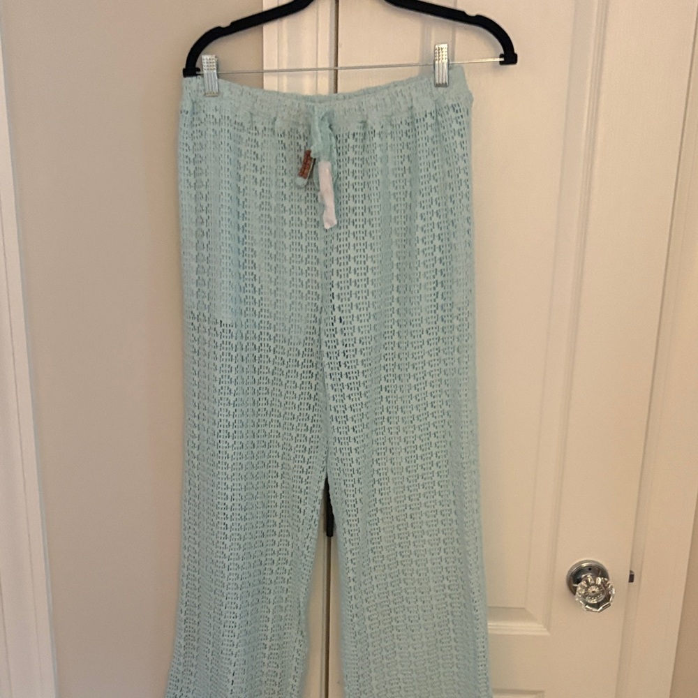 Surf Gypsy Light Aqua Crochet Beach Cover-Up Pants